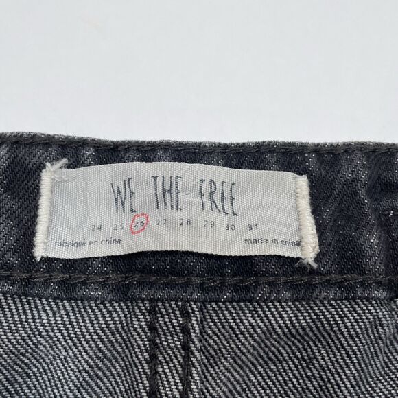Free People We The Free‎ Denim Skirt Size 26 Black Rugged A Line Raw Hem Punk - Picture 8 of 11